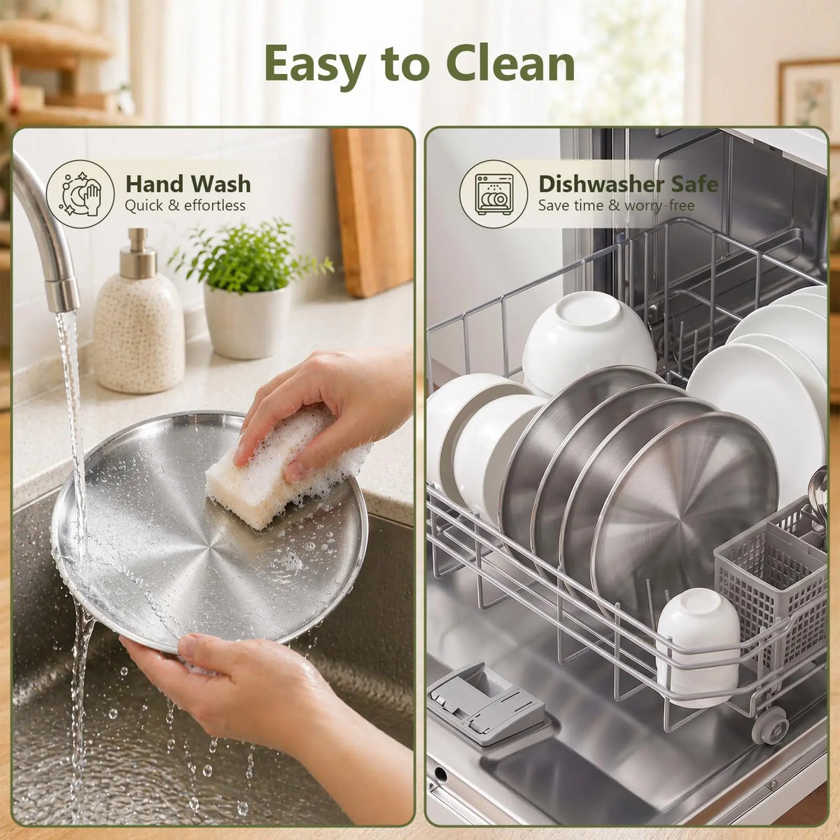 ChefBee Stainless Steel Whisker Friendly Shallow Cat Food Bowls