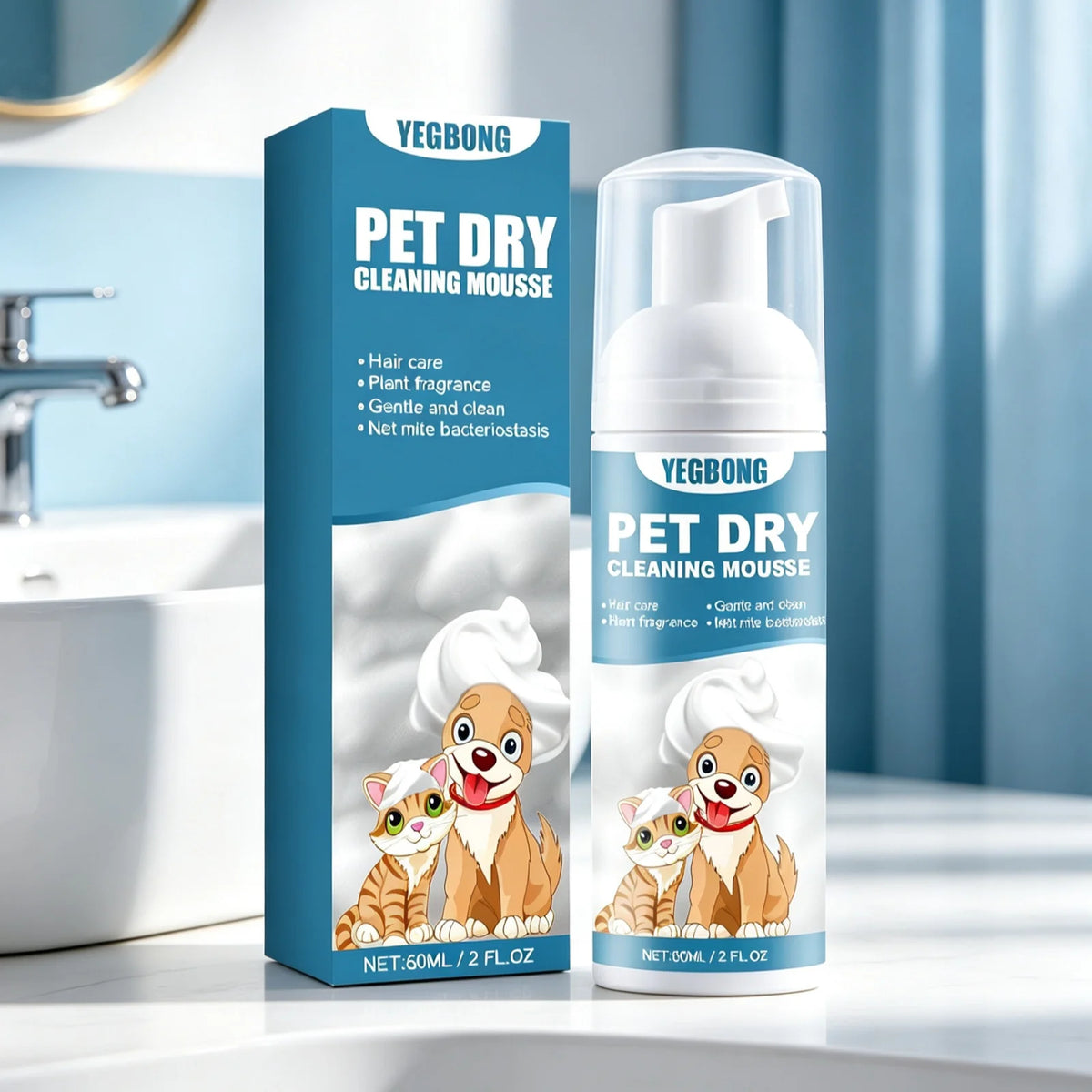YEGBONG Pet Dry Shampoo Mousse For Gentle Cleansing Odor Removal