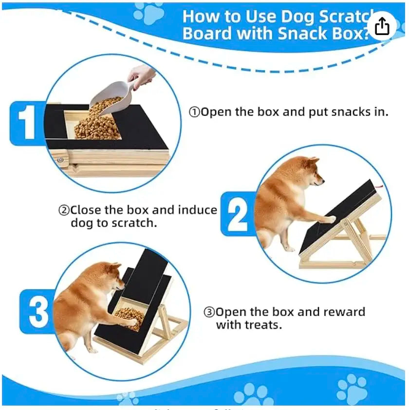 Wooden Dog Nail Scratch Board With Built In Treat Drawer
