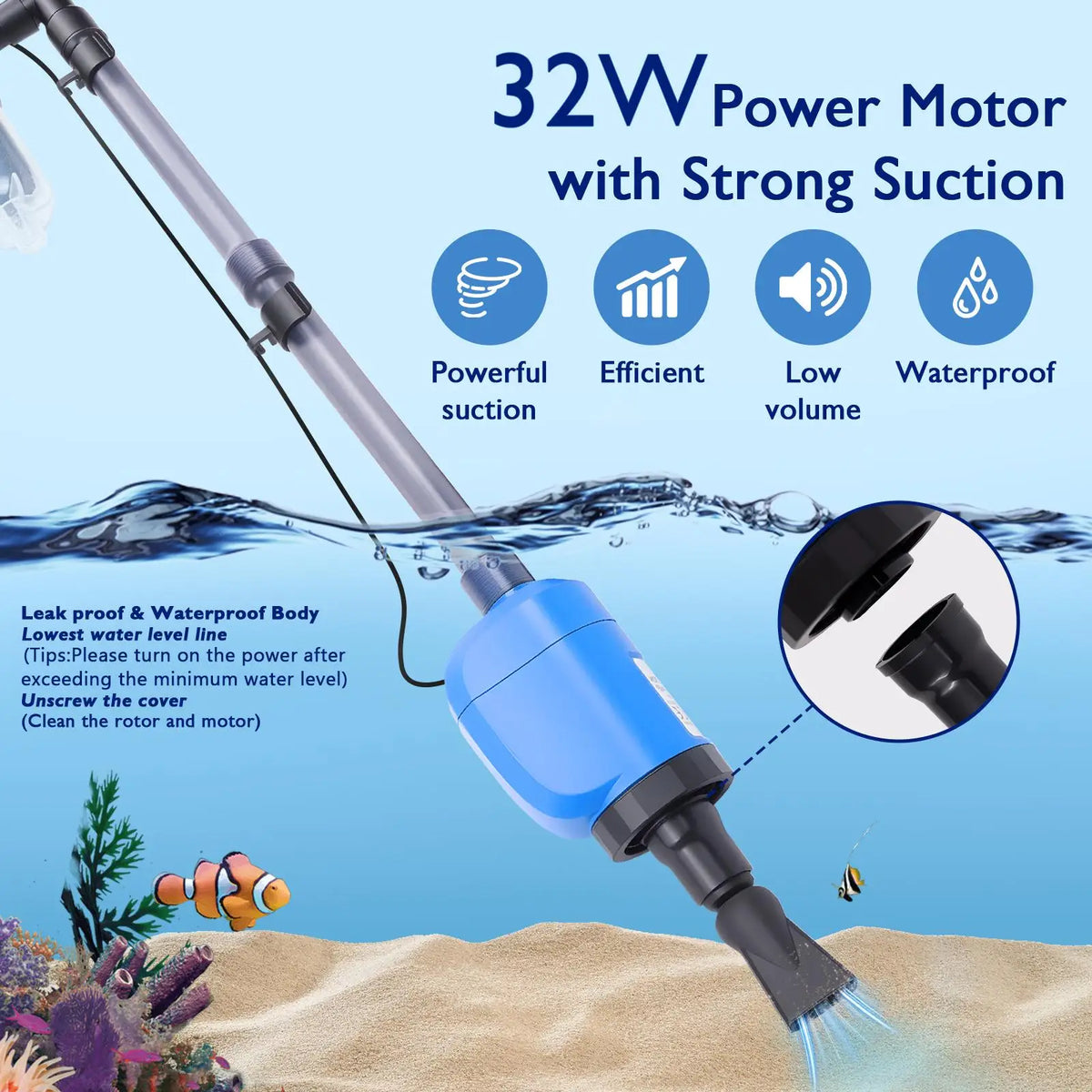 Electric Aquarium Gravel Cleaner and Automatic Water Changer Kit