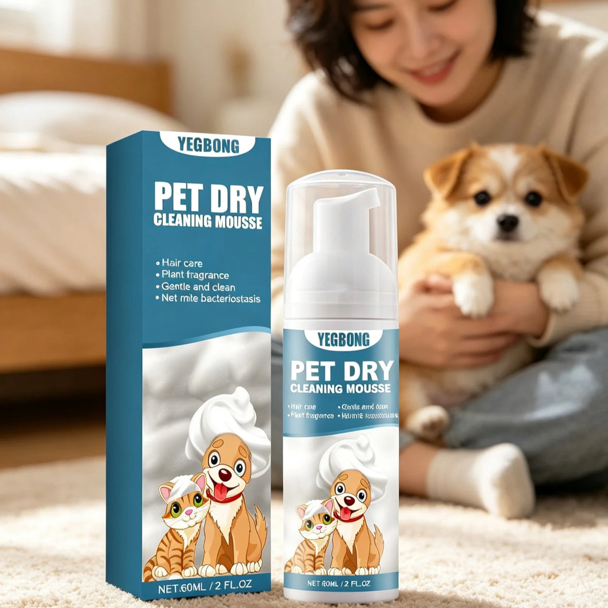 YEGBONG Pet Dry Shampoo Mousse For Gentle Cleansing Odor Removal