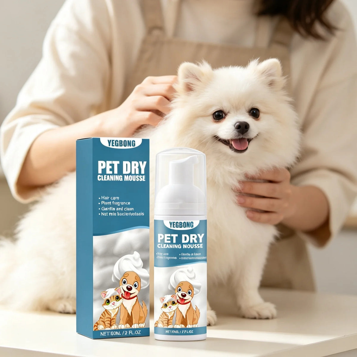 YEGBONG Pet Dry Shampoo Mousse For Gentle Cleansing Odor Removal
