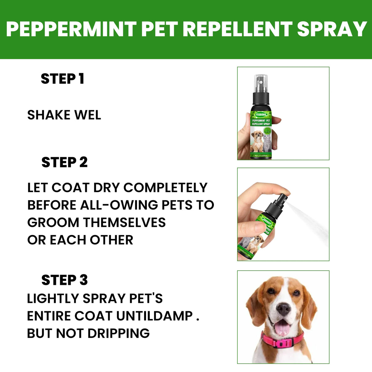 YEGBONG Mint Pet Flea Repellent Spray For Dogs And Cats