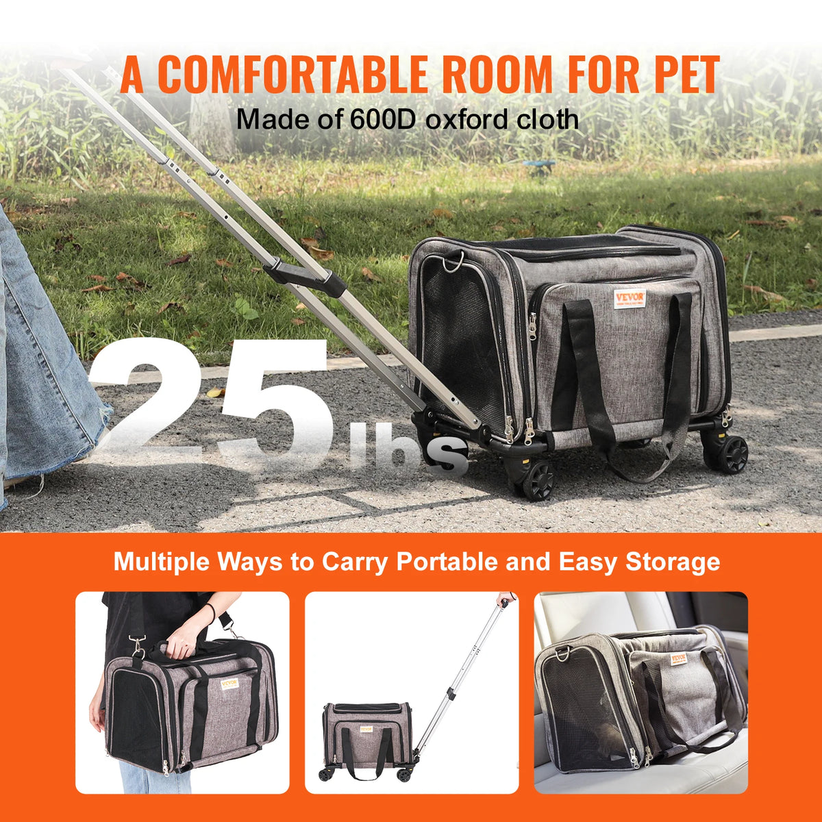 SucceBuy Cat And Dog Carrier Backpack With Wheels For Travel