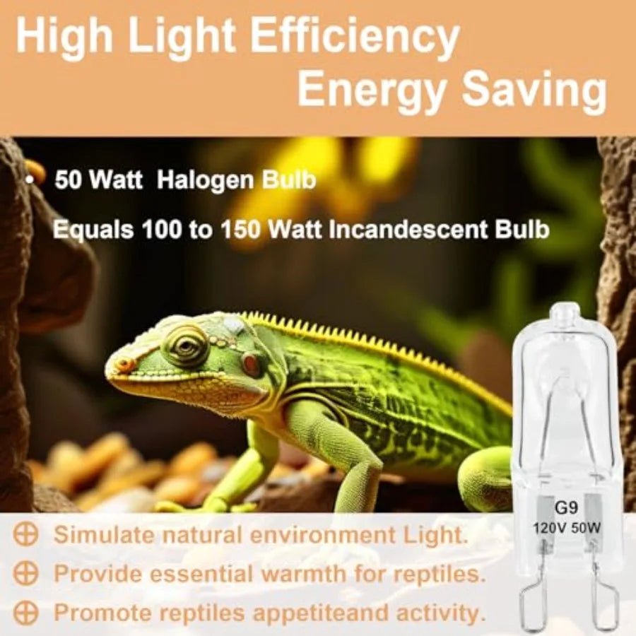 G9 Halogen Reptile Heat Lamp Bulb for Indoor Terrariums