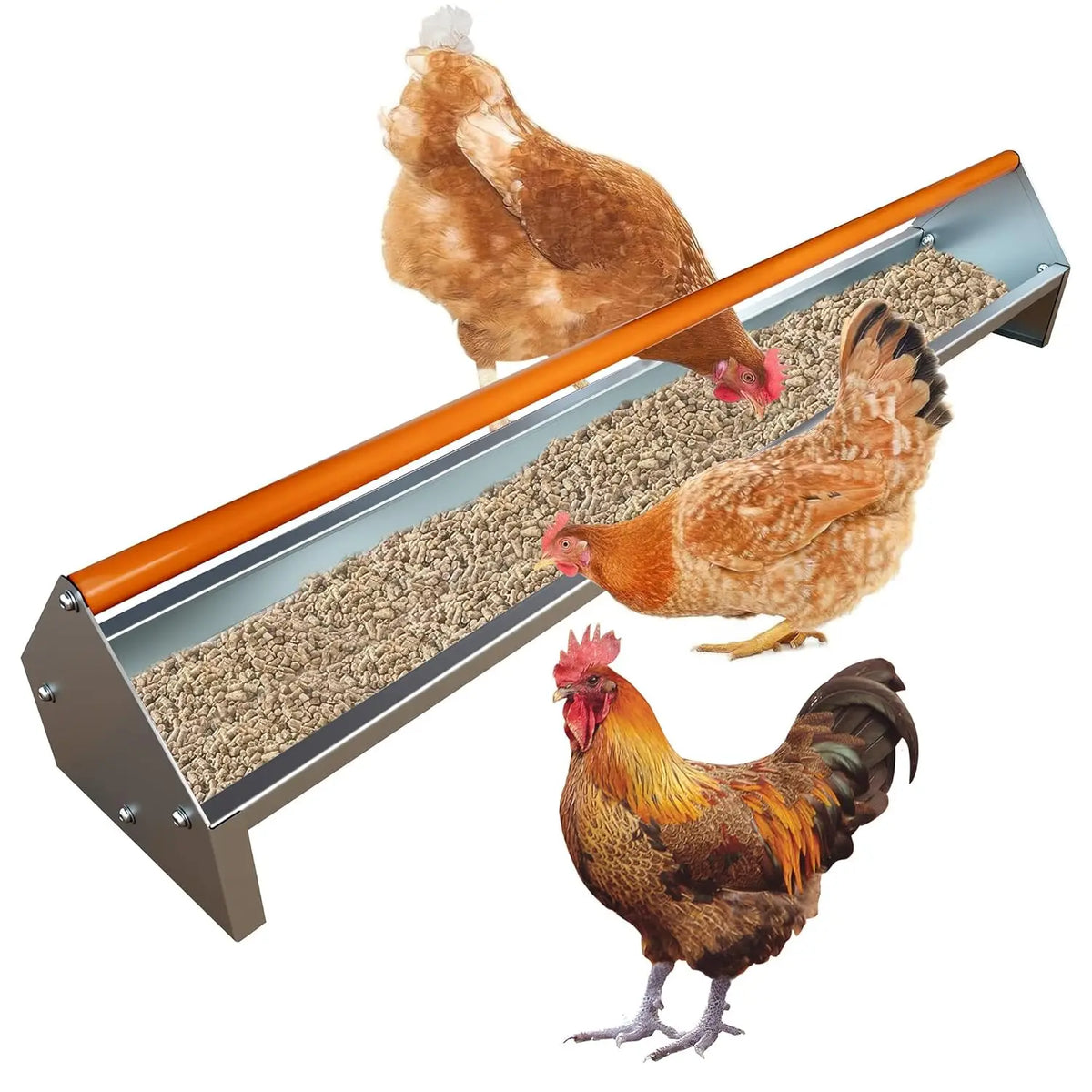 HiMISS Galvanized Steel Poultry Feeding Trough With Drainage Holes