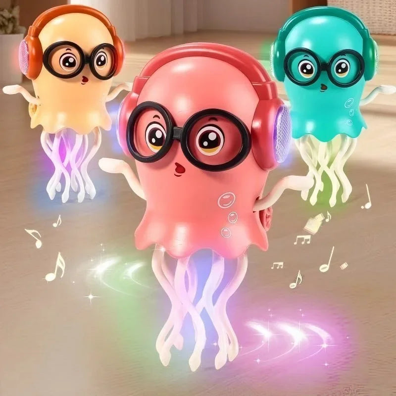 LED Crawling Jellyfish Cat Toy With Music And Obstacle Sensor