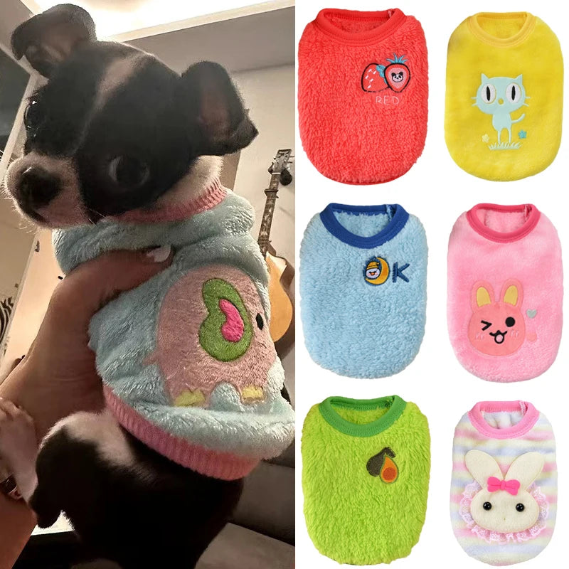 Cute Print Dog Sweater Warm Fleece Pullover For Small Dogs