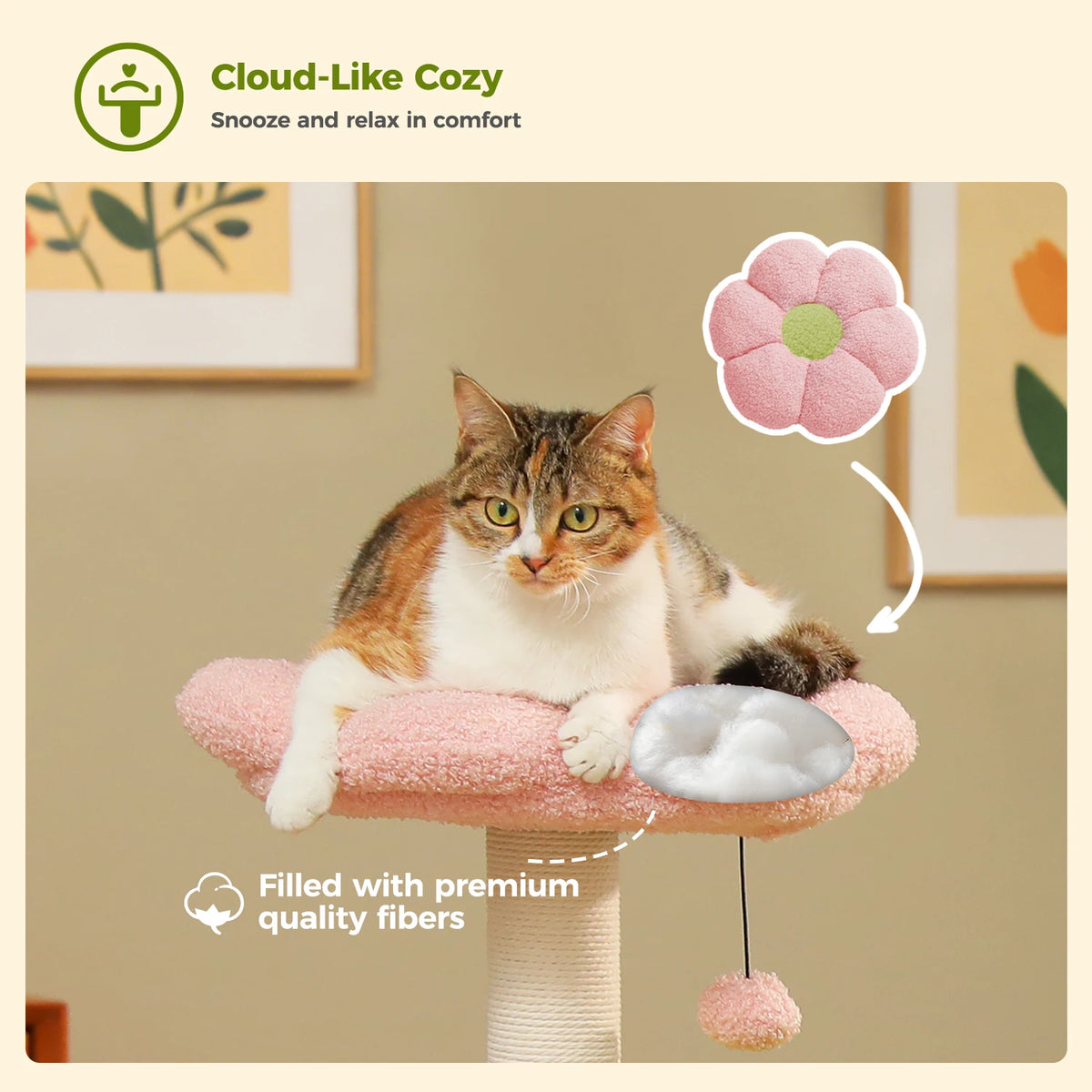 PAWZ Road Flower Cat Tree With Cozy Hammocks Scratching Posts
