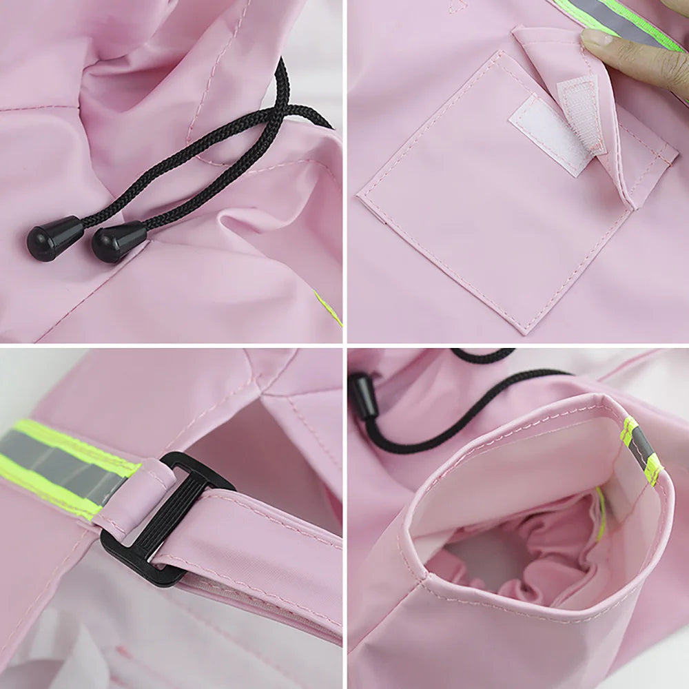 Waterproof Hooded Dog Raincoat With Reflective Details