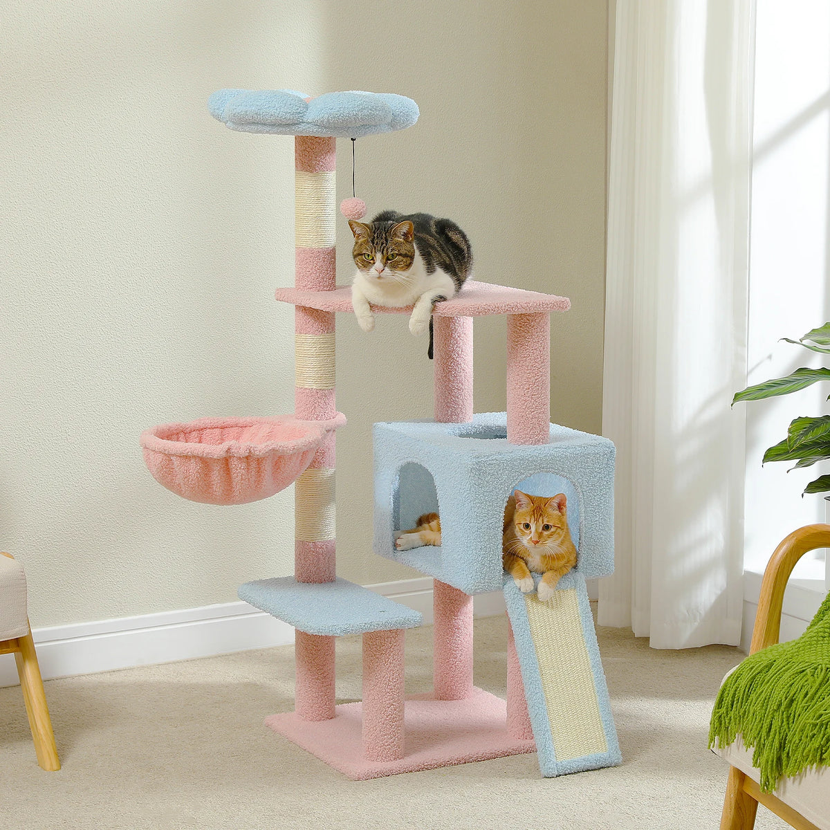 PEQULTI Multi-Level Cat Tree With Scratching Posts And Hammock