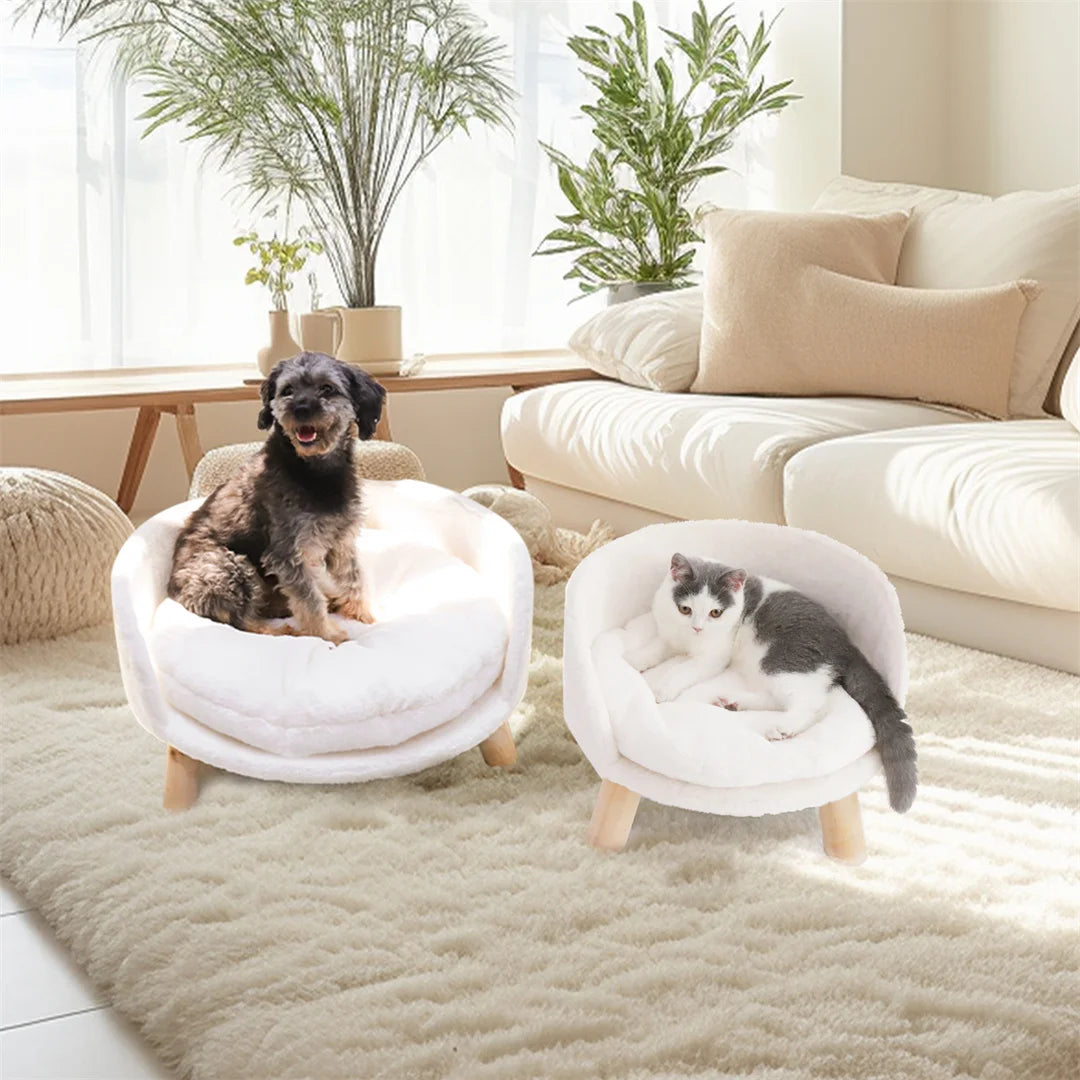 BINGOPAW Plush Cat Bed Nesting Chair With Waterproof Cushion