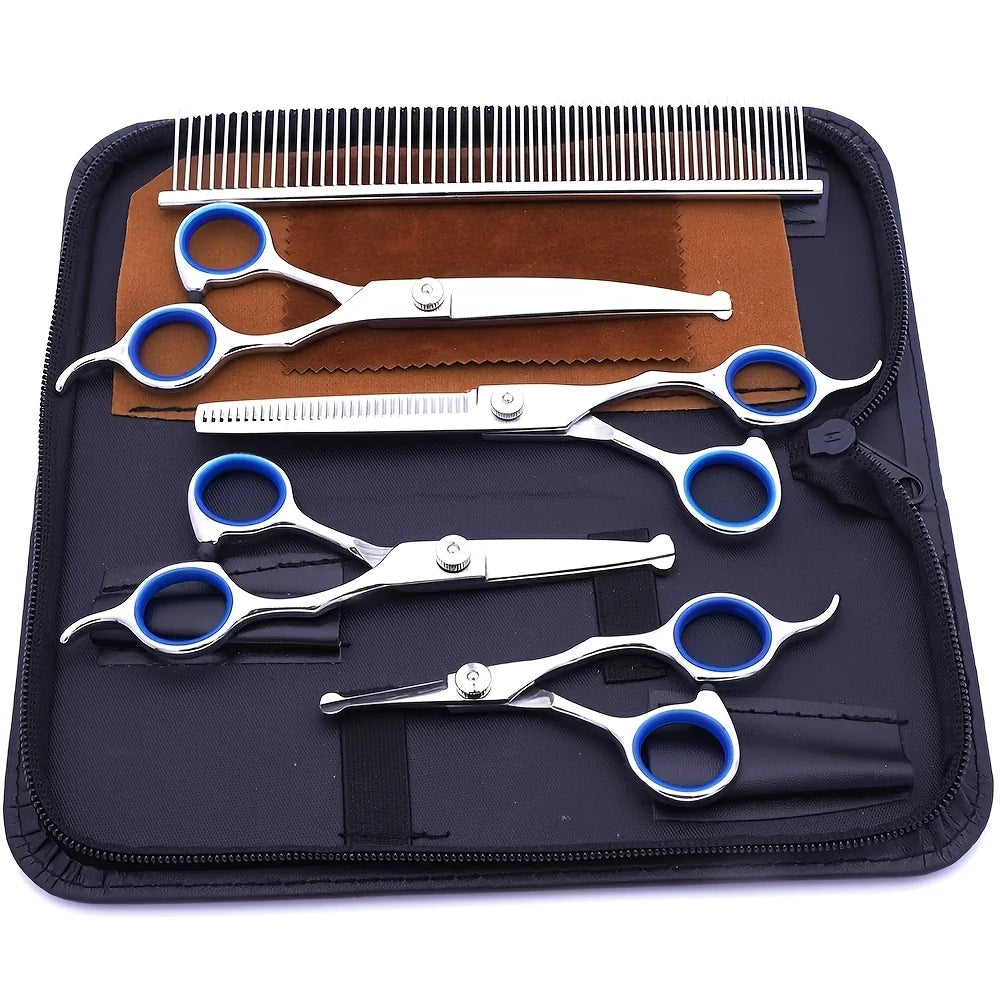 Titanium Coated Stainless Steel Pet Grooming Scissors With Round Tip
