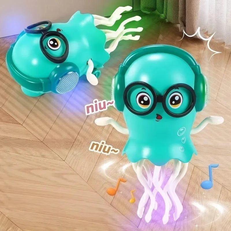 LED Crawling Jellyfish Cat Toy With Music And Obstacle Sensor