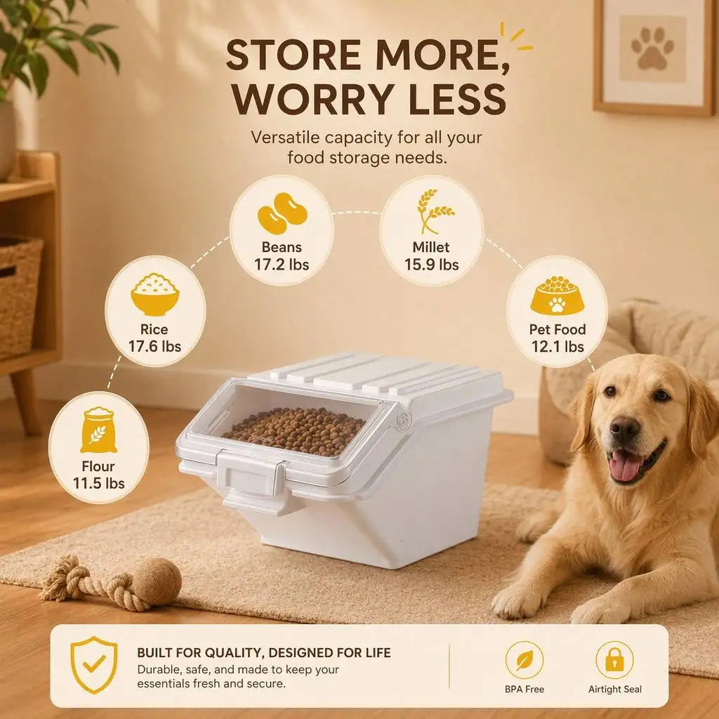 Airtight Pet Food Storage Container With Scoop For Pets