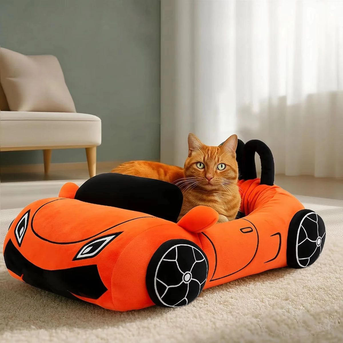 CWV Supercar Cat Bed With Soft Washable Coral Fleece Mat