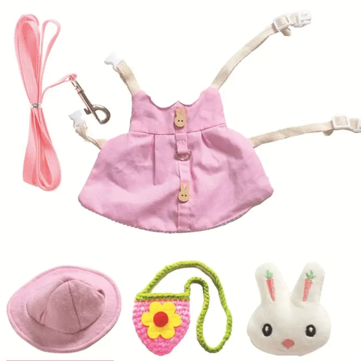 Small Animal Harness Leash Set for Rabbits and Guinea Pigs