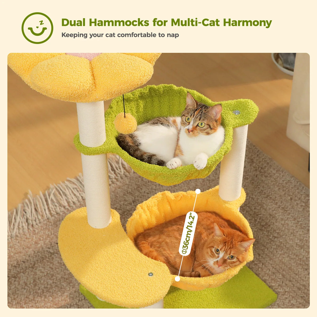 PAWZ Road Flower Cat Tree With Cozy Hammocks Scratching Posts