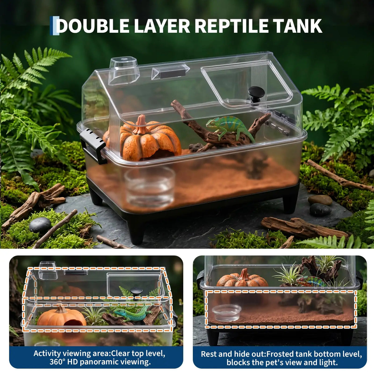 HiMISS Acrylic Reptile Terrarium Kit With Heating Pad And Accessories