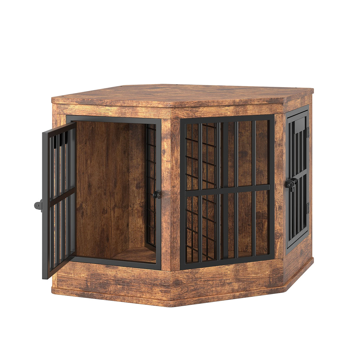 Modern Wooden Corner Dog Crate Furniture With Decorative Pet House