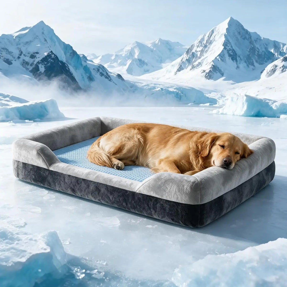 Cooling Gel Orthopedic Memory Foam Dog Bed with Bolster Sides