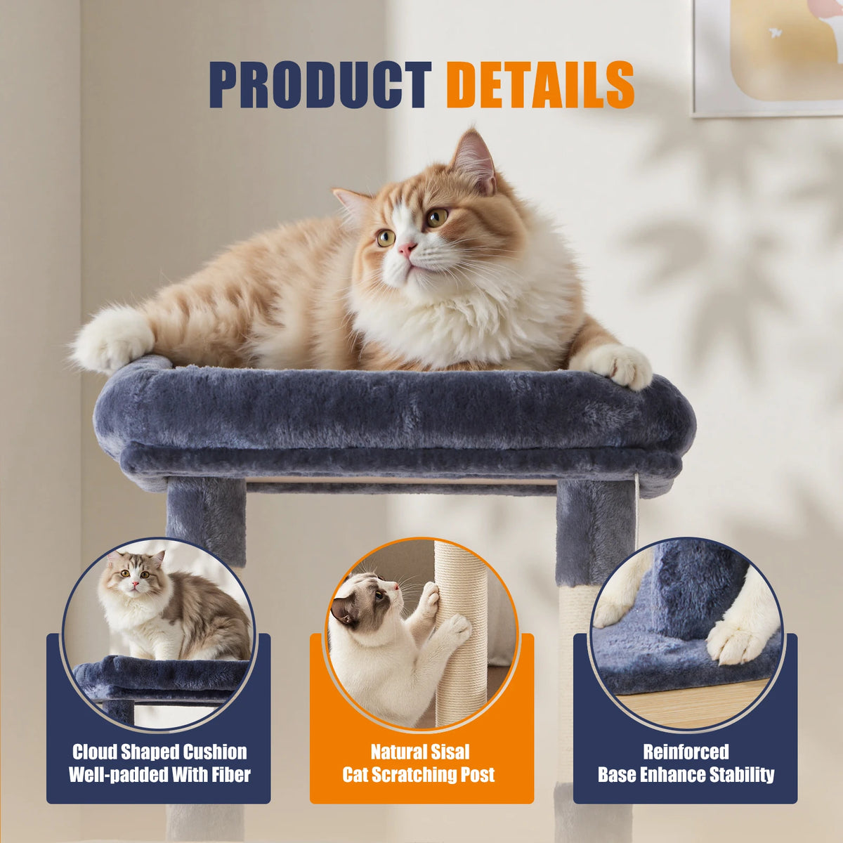 JHK Cat Tree With Multiple Levels And Scratching Posts