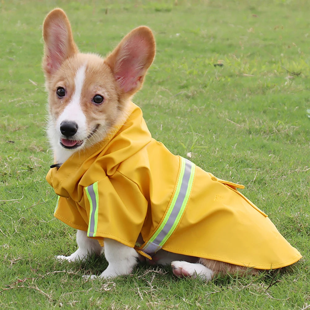 Waterproof Hooded Dog Raincoat With Reflective Details