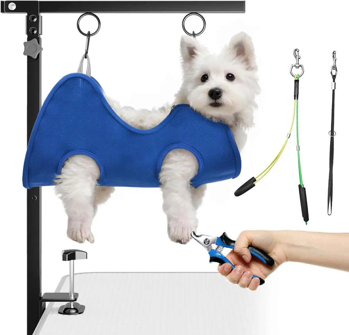 Adjustable Pet Grooming Hammock With Table Clamp Grooming Arm