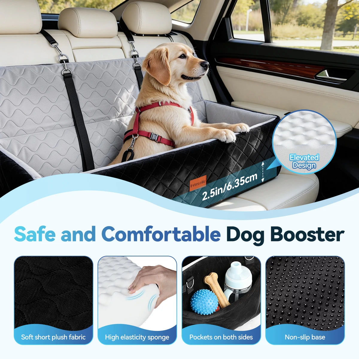 Extra Large Dog Car Seat With Cushion And Safety Leashes