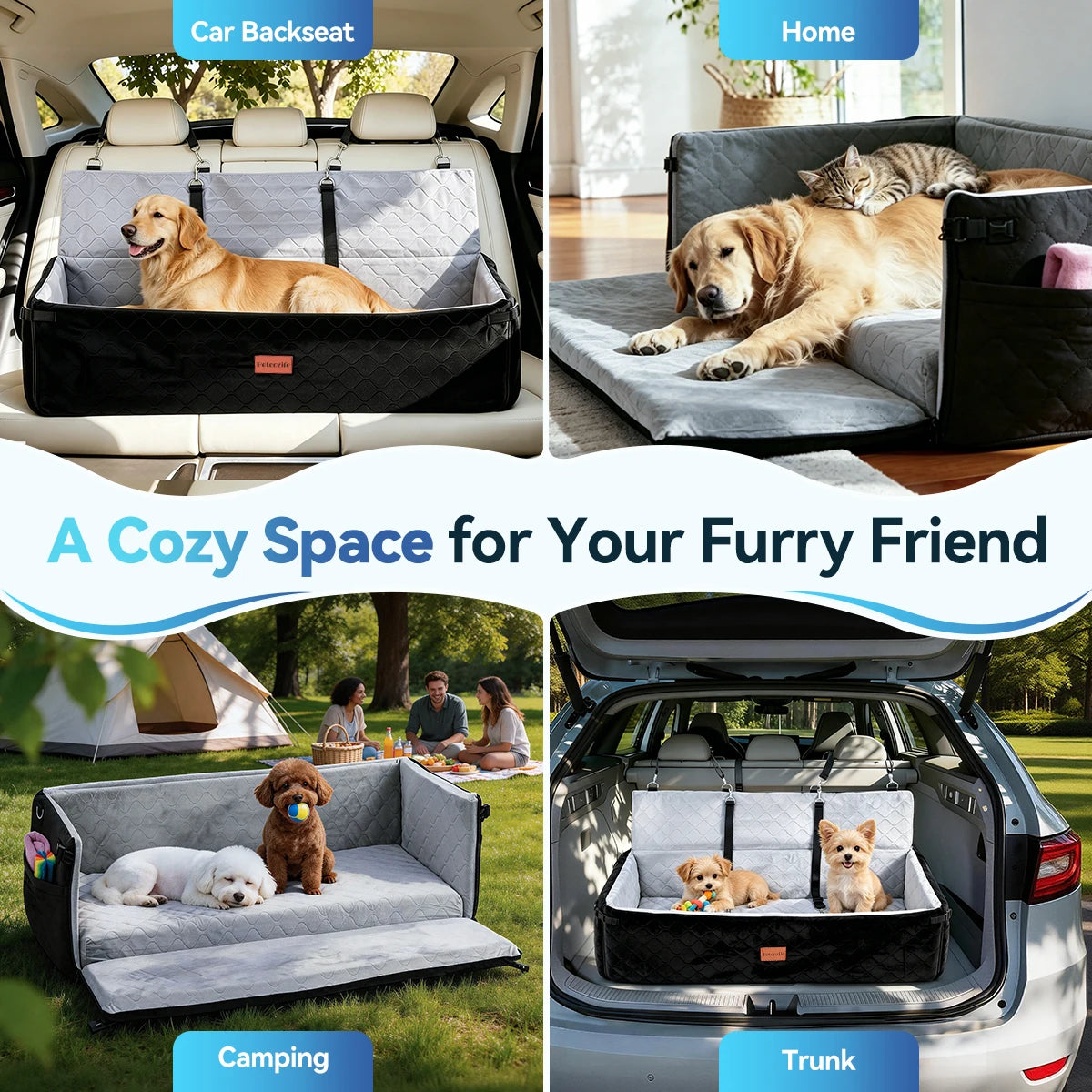 Extra Large Dog Car Seat With Cushion And Safety Leashes