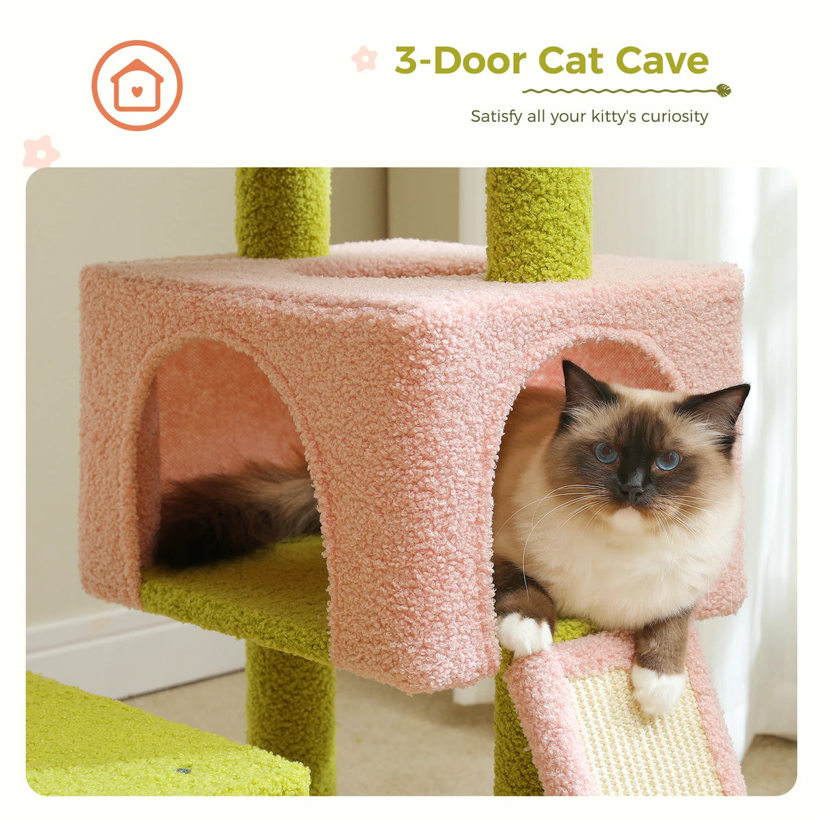 PEQULTI Multi-Level Cat Tree With Scratching Posts And Hammock