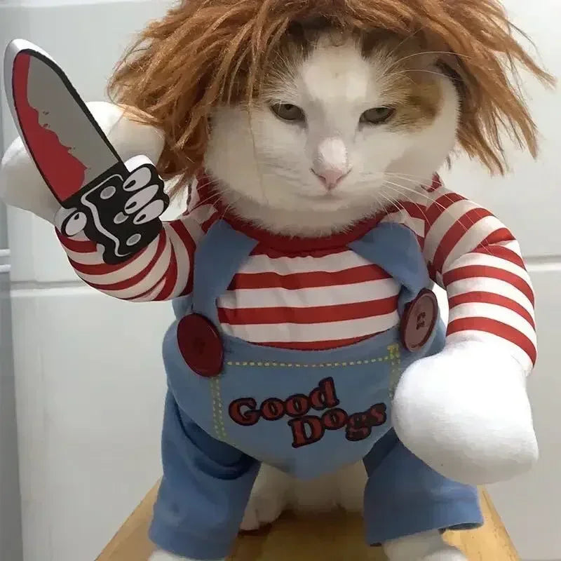 Halloween Chucky Doll Costume Outfit for Dogs and Cats