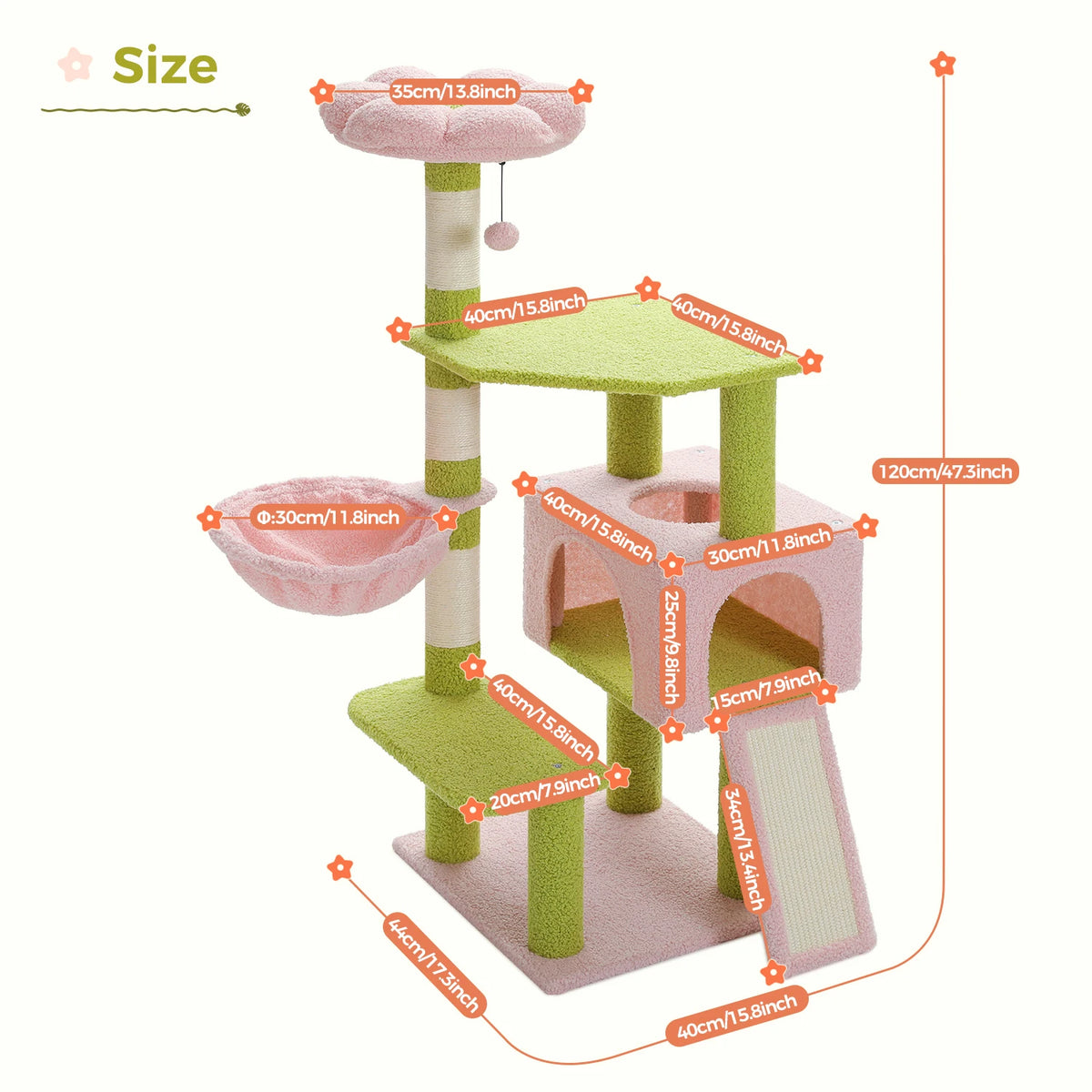 PEQULTI Multi-Level Cat Tree With Scratching Posts And Hammock