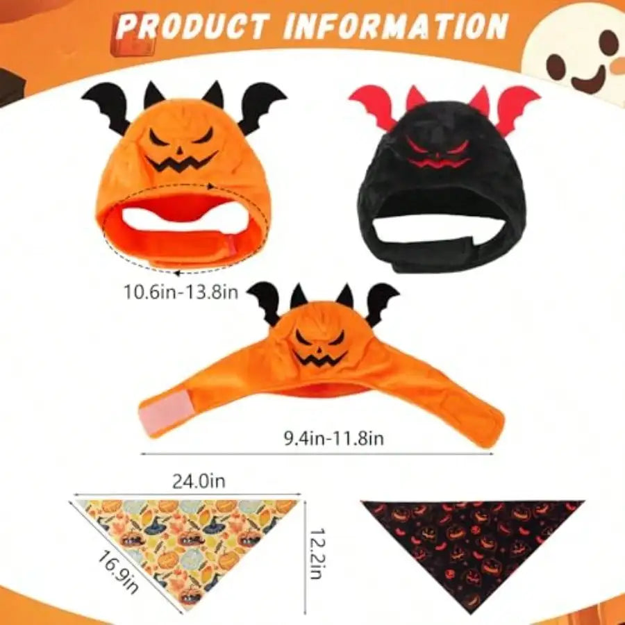 Halloween Pet Costume Set With Pumpkin, Bat And Festive Scarves