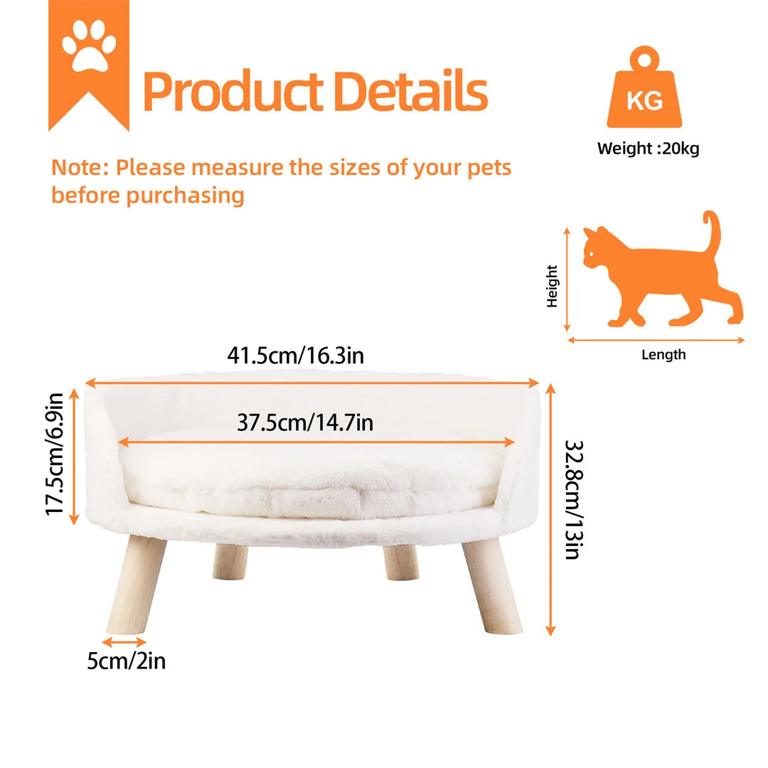 BINGOPAW Plush Cat Bed Nesting Chair With Waterproof Cushion