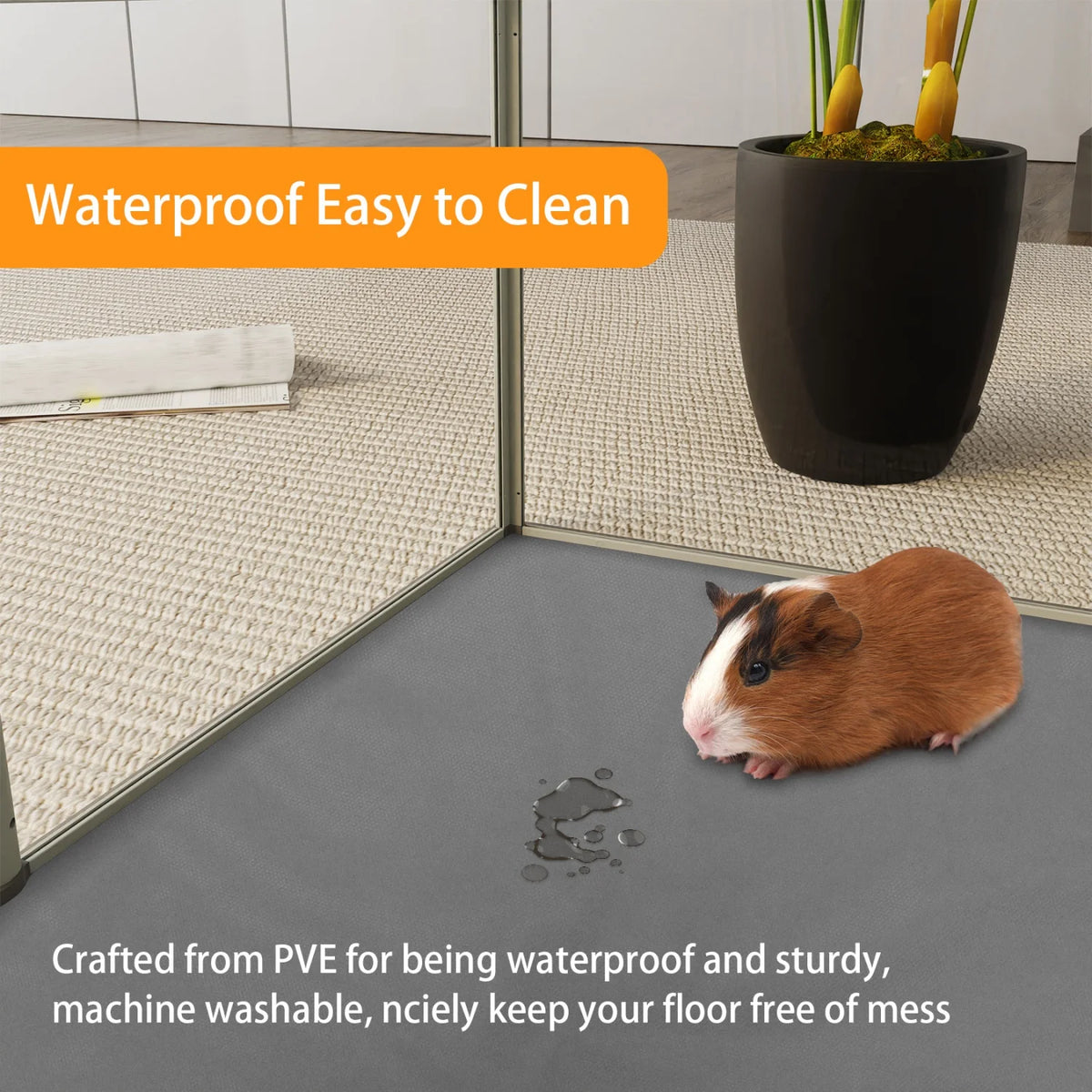 Clear Acrylic Pet Playpen With Waterproof Floor Pad for Small Animals