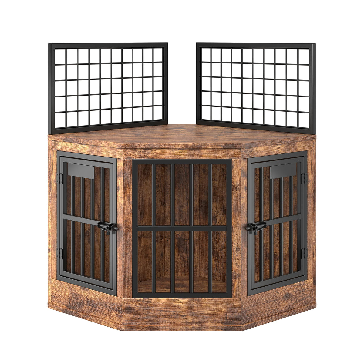 Modern Wooden Corner Dog Crate Furniture With Decorative Pet House