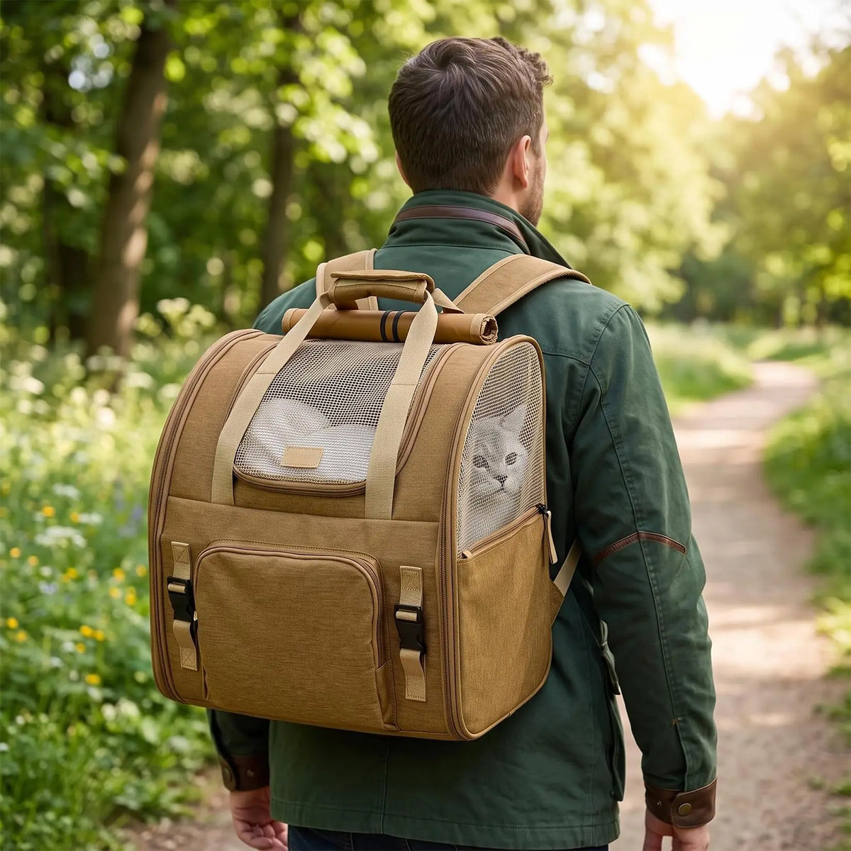 Expandable Cat Carrier Backpack With Breathable Mesh Travel Design