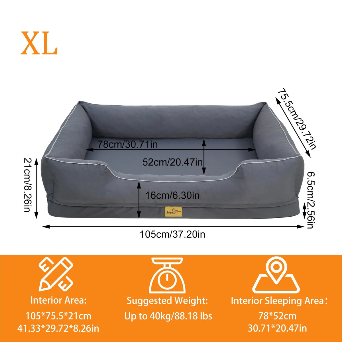 BINGOPAW Orthopedic Dog Sofa Bed With Removable Washable Cover