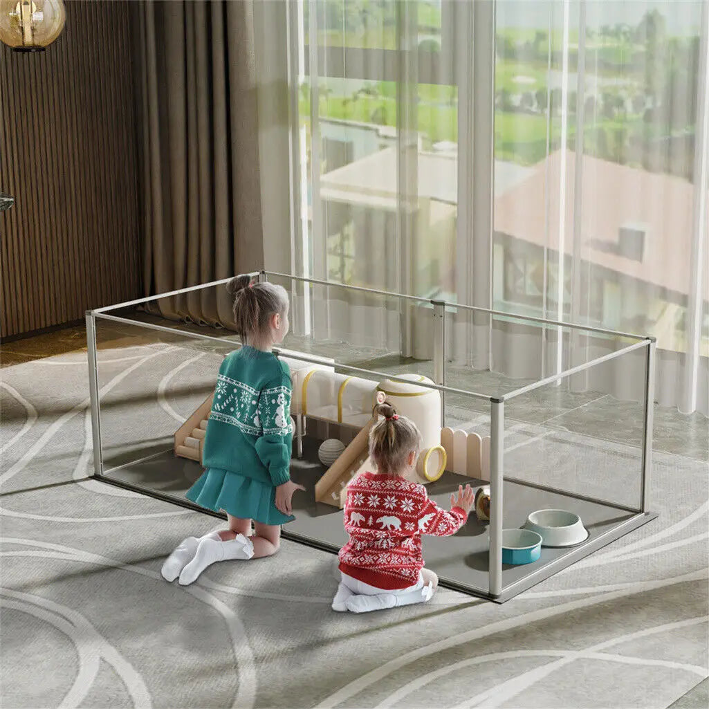 BINGOPAW Acrylic Pet Playpen With Waterproof Floor Pad