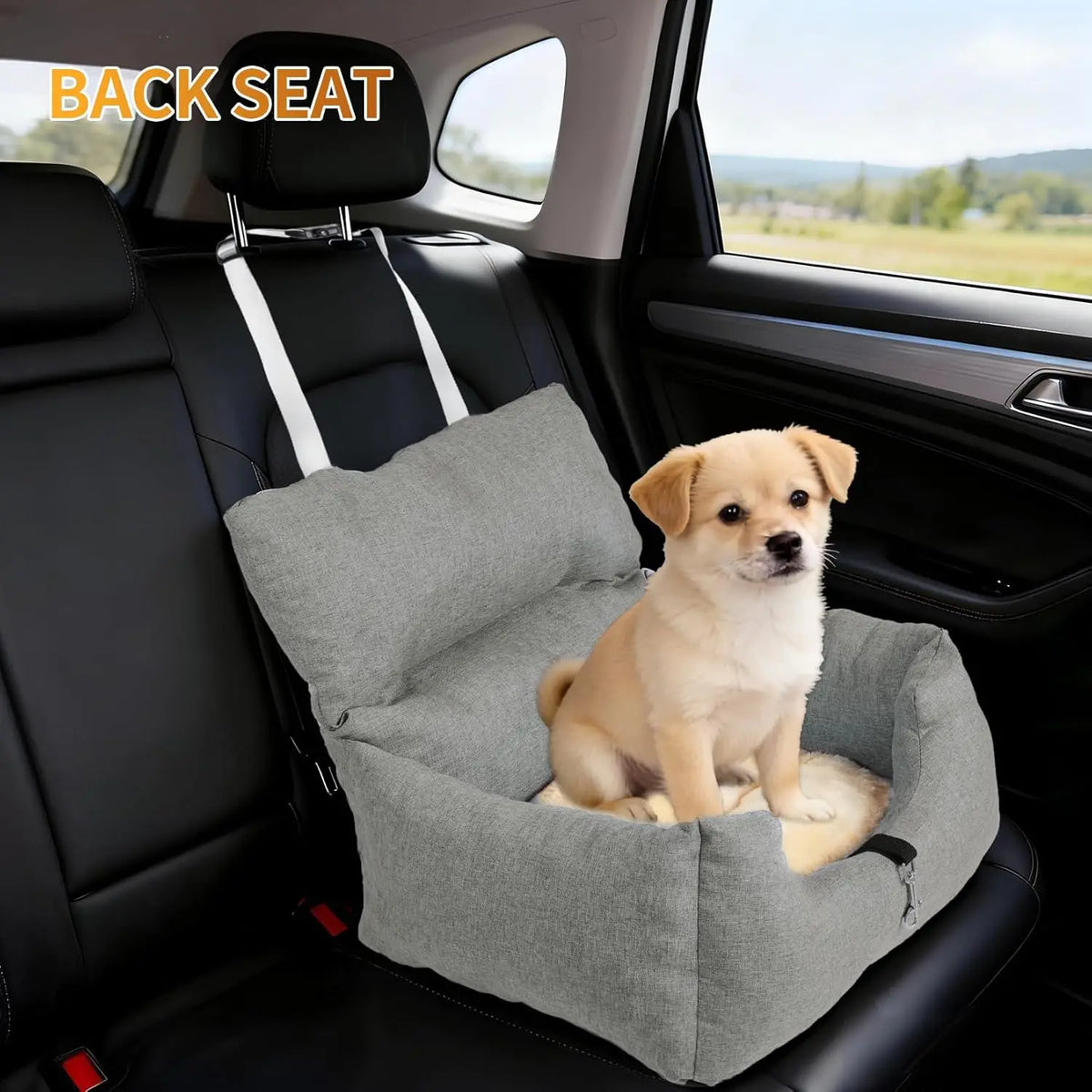 HiMISS Elevated Dog Car Booster Seat Bed With Safety Tether