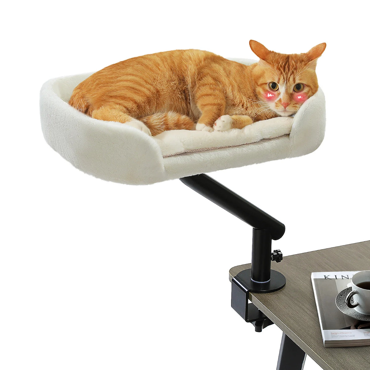 PAWZ Road Rotatable Cat Desk Bed Adjustable Plush Hammock for Indoor Cats