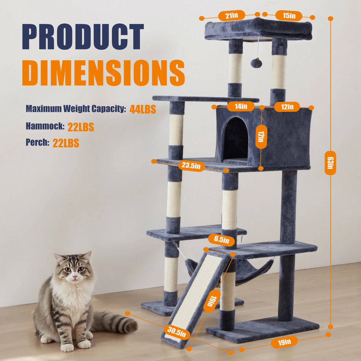 JHK Cat Tree With Multiple Levels And Scratching Posts