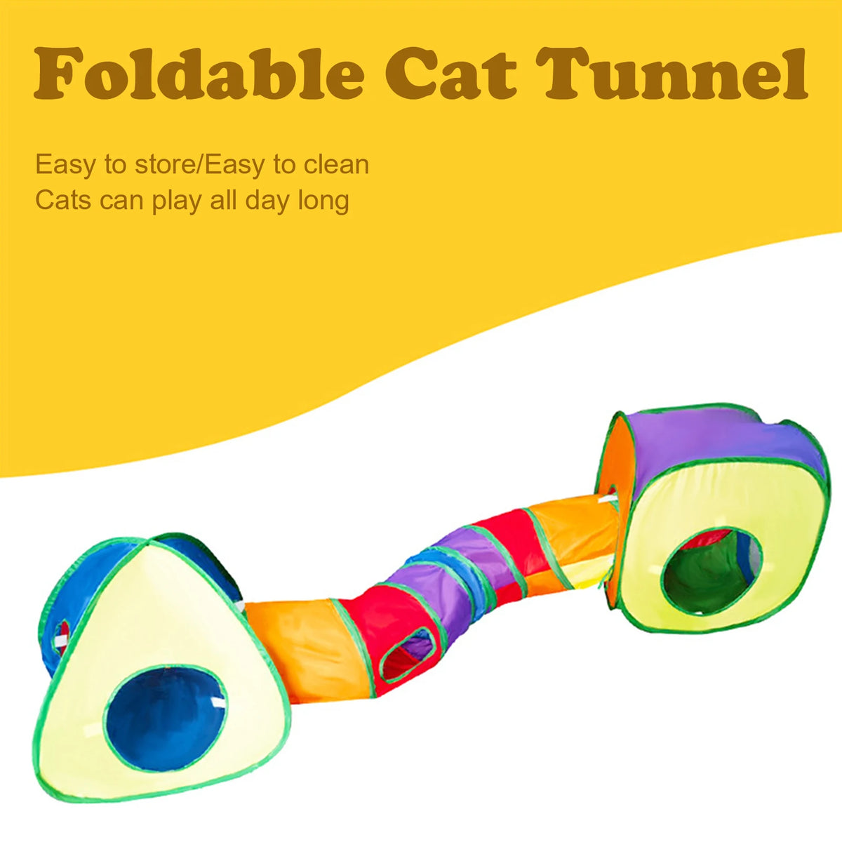Collapsible Cat Tunnel And Cube Playhouse With Peek Holes