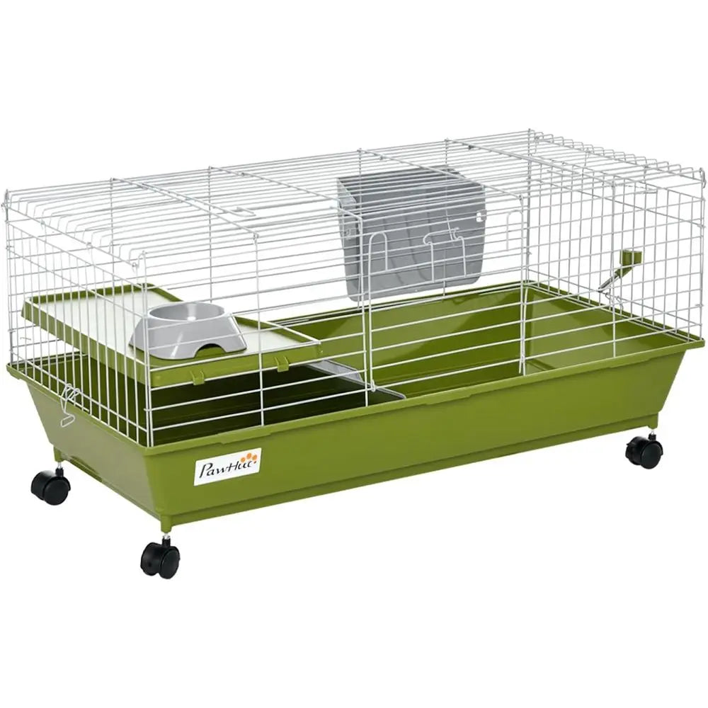 Rolling Small Animal Cage With Hay Feeder And Water Bottle