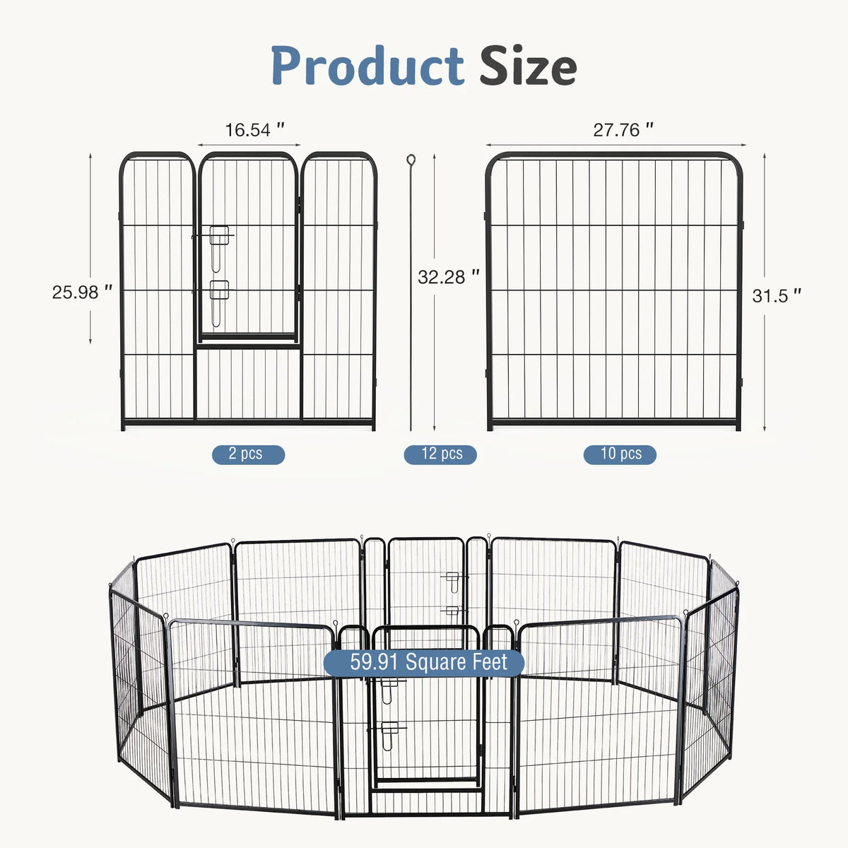 JHK Foldable Metal Dog Playpen for Indoor and Outdoor Exercise