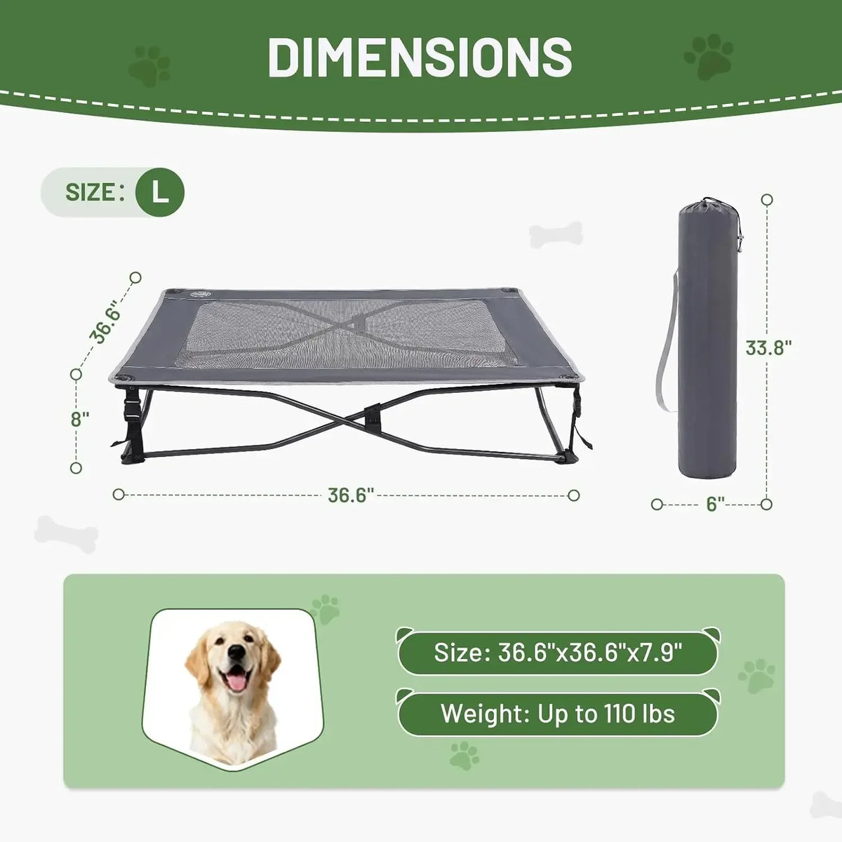 Portable Elevated Cooling Dog Bed With Breathable Mesh