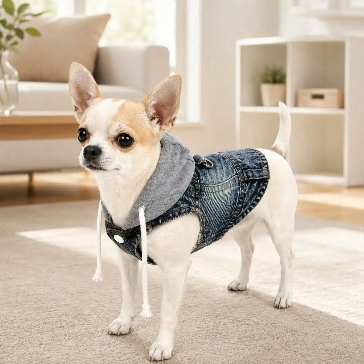 Pet Hoodie Denim Vest for Dogs and Cats Outdoor Wear