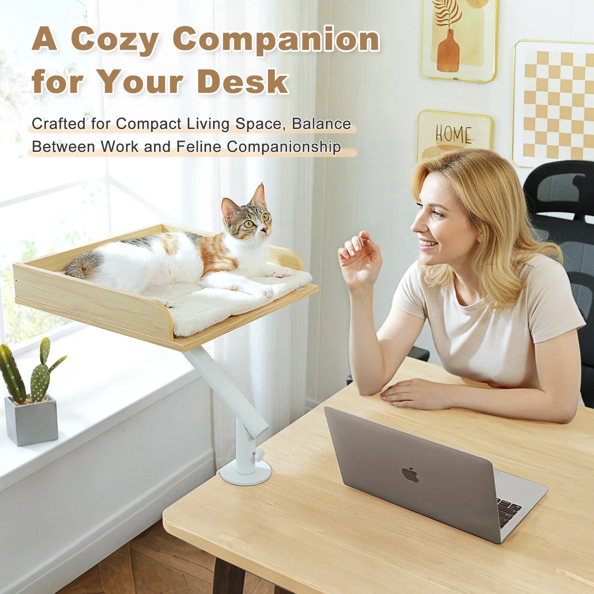 PAWZ Road Rotatable Cat Desk Bed Adjustable Plush Hammock for Indoor Cats