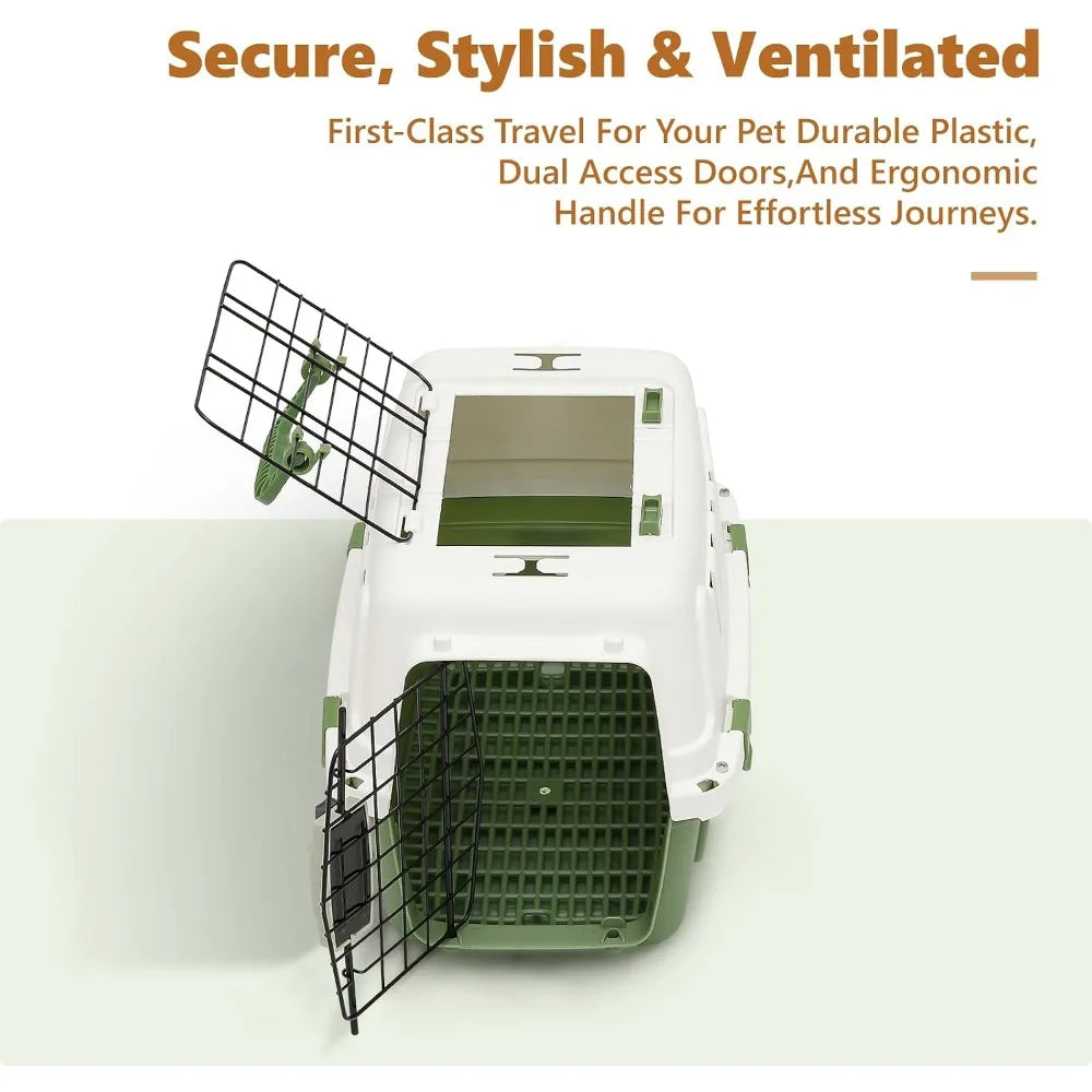 Athena Collection Hard Sided Pet Carrier Two Doors And Ventilation